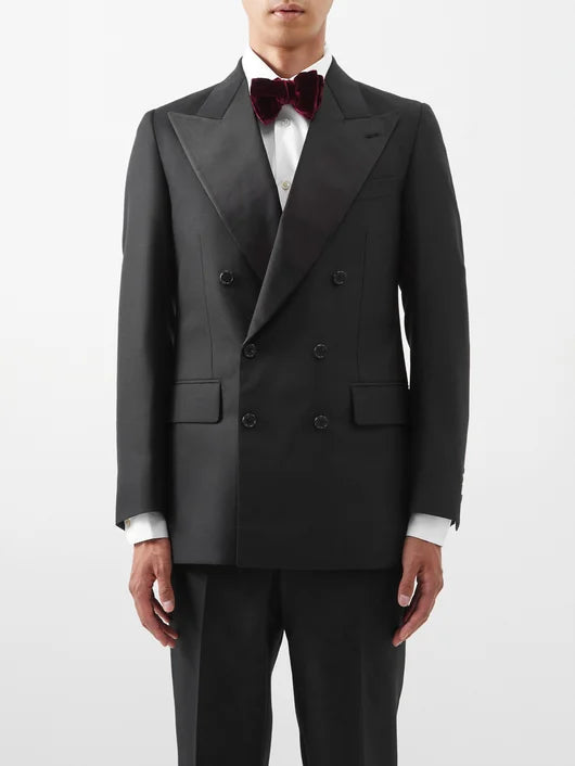 Double-breasted Grain de Poudre tuxedo jacket