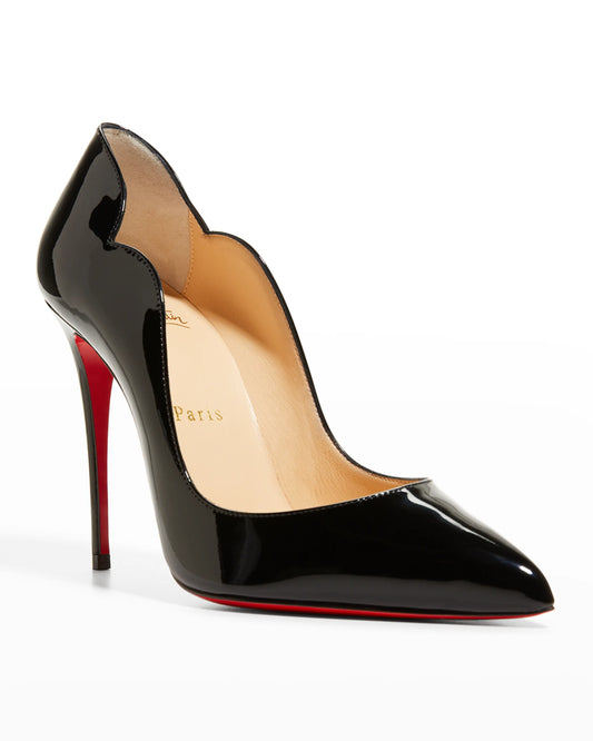 CHRISTIAN LOUBOUTIN SCALLOPED PATENT PUMP