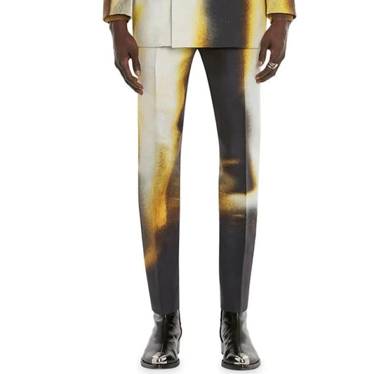 ALEXANDER MCQUEEN PAINTED FIGURE CIGARETTE TROUSERS