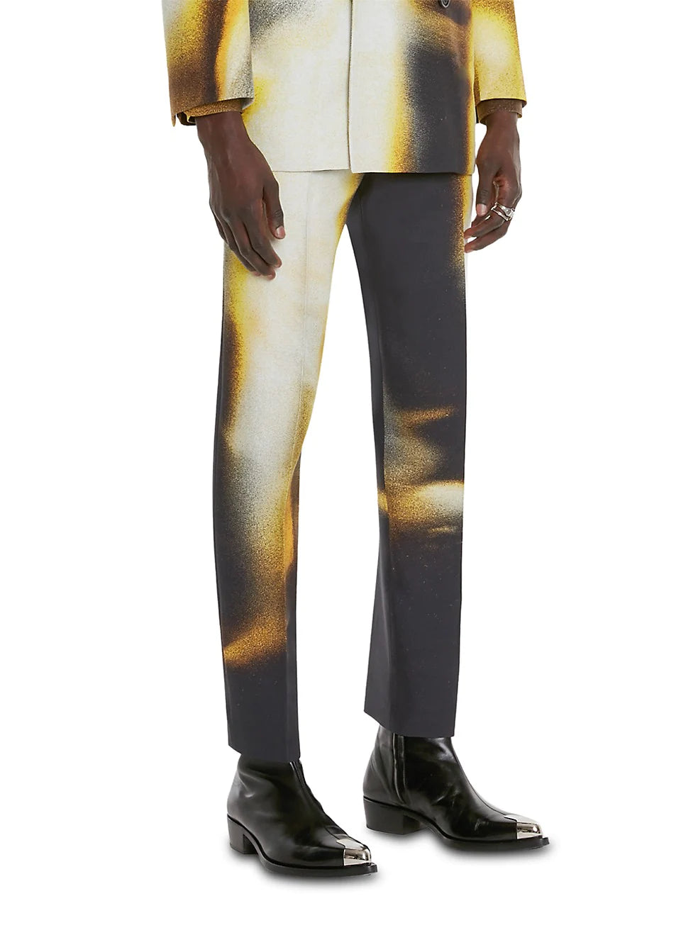 ALEXANDER MCQUEEN PAINTED FIGURE CIGARETTE TROUSERS