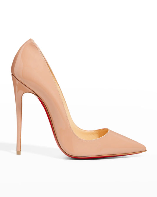 CHRISTIAN LOUBOUTIN NUDE SO KATE PATENT POINTED-TOE PUMP