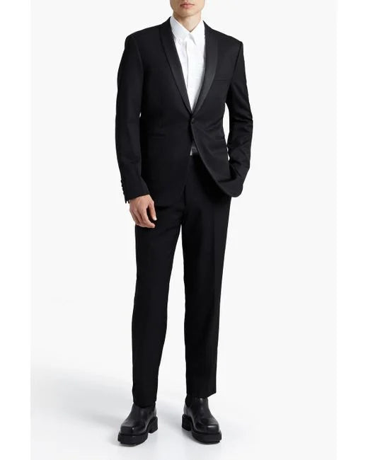 SANDRO SATIN TRIMMED SHAWL TUXEDO JACKET