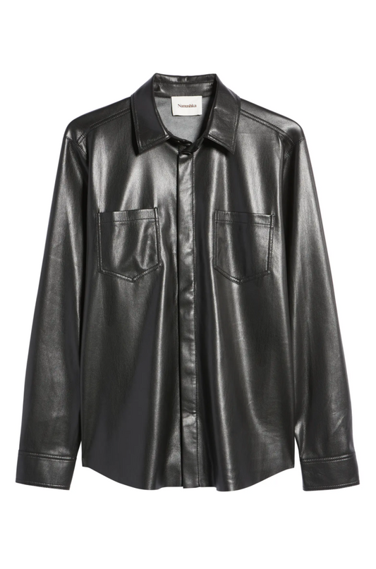 NANUSHKA VEGAN LEATHER LONGSLEEVE TOP