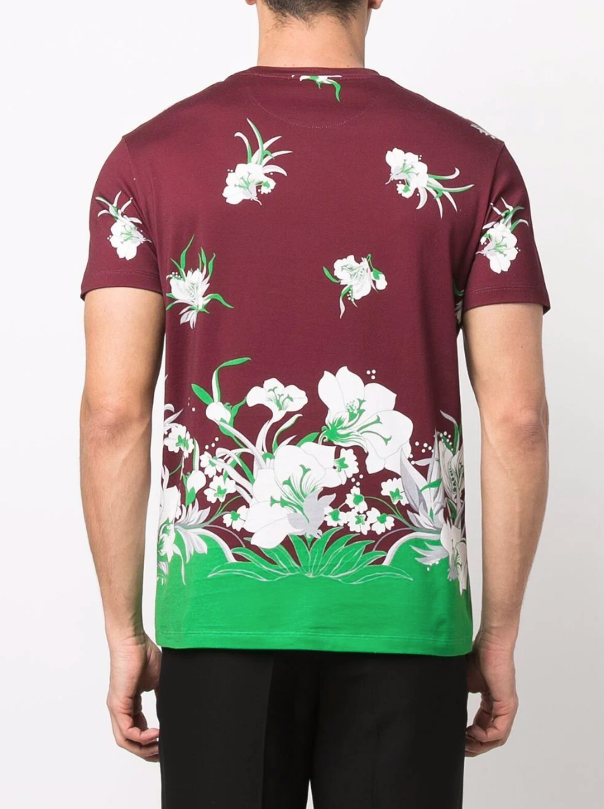 VALENTINO FLORAL PRINT LOGO TEE