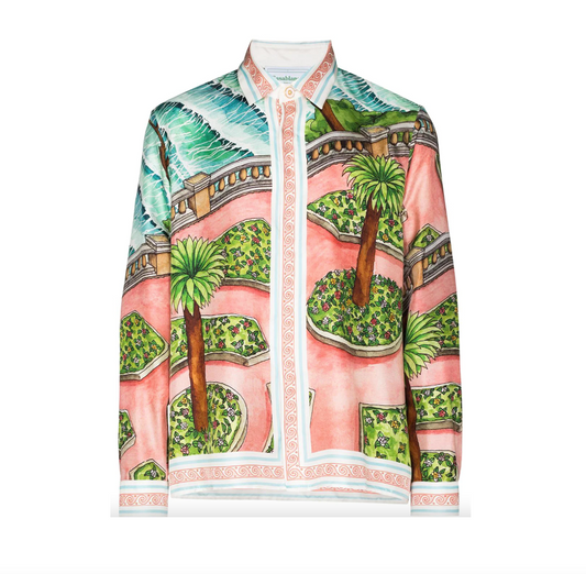 CASABLANCA X BROWNS GRAPHIC GARDEN PRINT SILK SHIRT