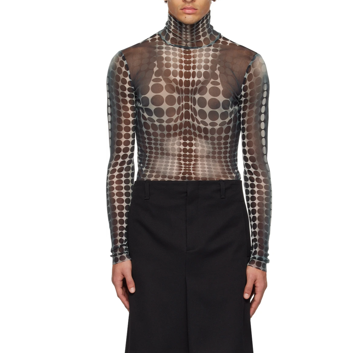 JEAN PAUL GAULTIER GRAY DOTS TURTLENECK