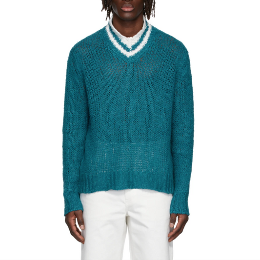 JIL SANDER BLUE LINEN SWEATER
