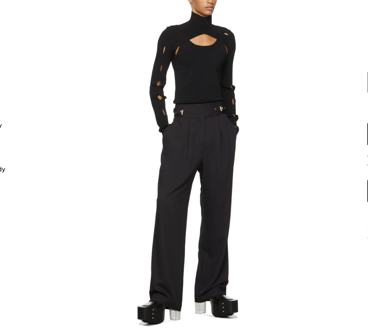 DION LEE BLACK SLASH WOVEN TURTLENECK