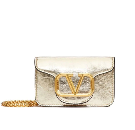 VALENTINO LOCÒ METALLIC MICRO SHOULDER BAG