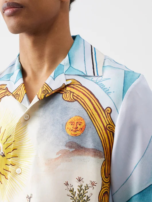 AMIRI LANDSCAPE FRAME SILK SHORT SLEEVE SHIRT
