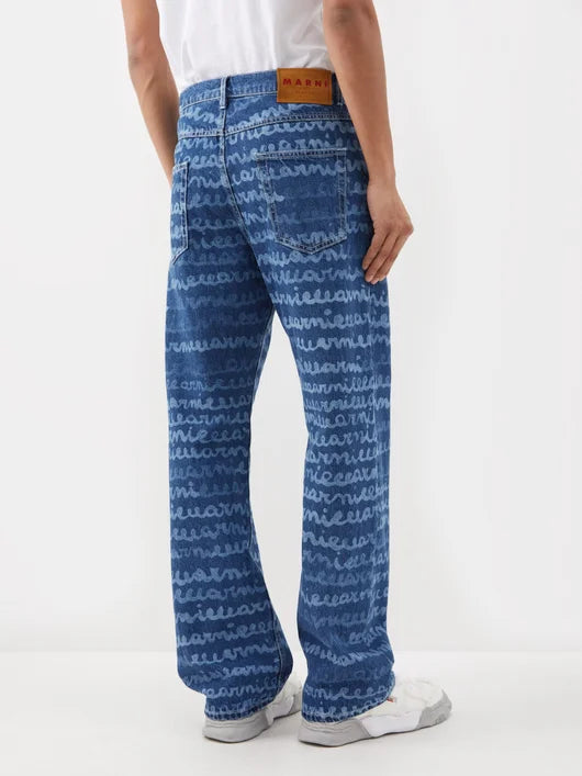 MARNI LOGO-PRINT RELAXED LEG JEANS