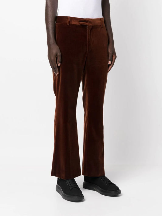 PALM ANGELS BROWN VELVET SUIT PANTS