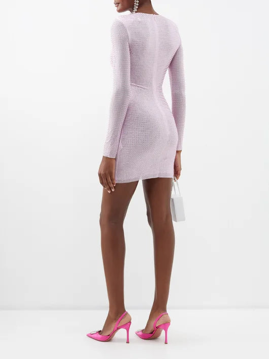 SELF-PORTRAIT CRYSTAL-EMBELLISHED MINI DRESS