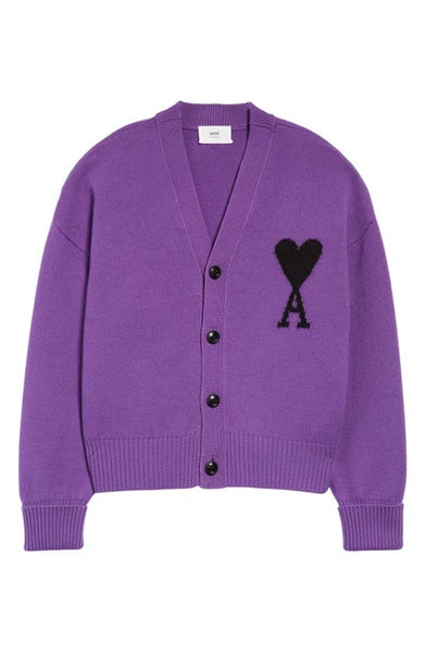 AMI PARIS PURPLE EMBROIDERED CARDIGAN – TheLuxeLend