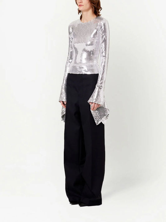 AMI PARIS SEQUIN FLUTE SLEEVE TOP