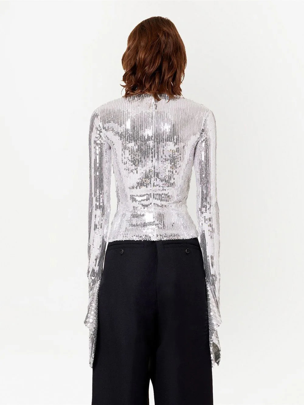 AMI PARIS SEQUIN FLUTE SLEEVE TOP