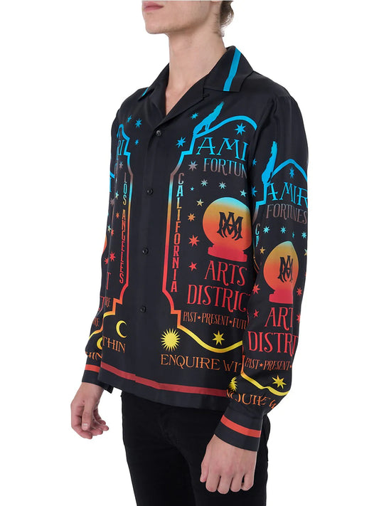 AMIRI FORTUNE LONG SLEEVE SILK SHIRT