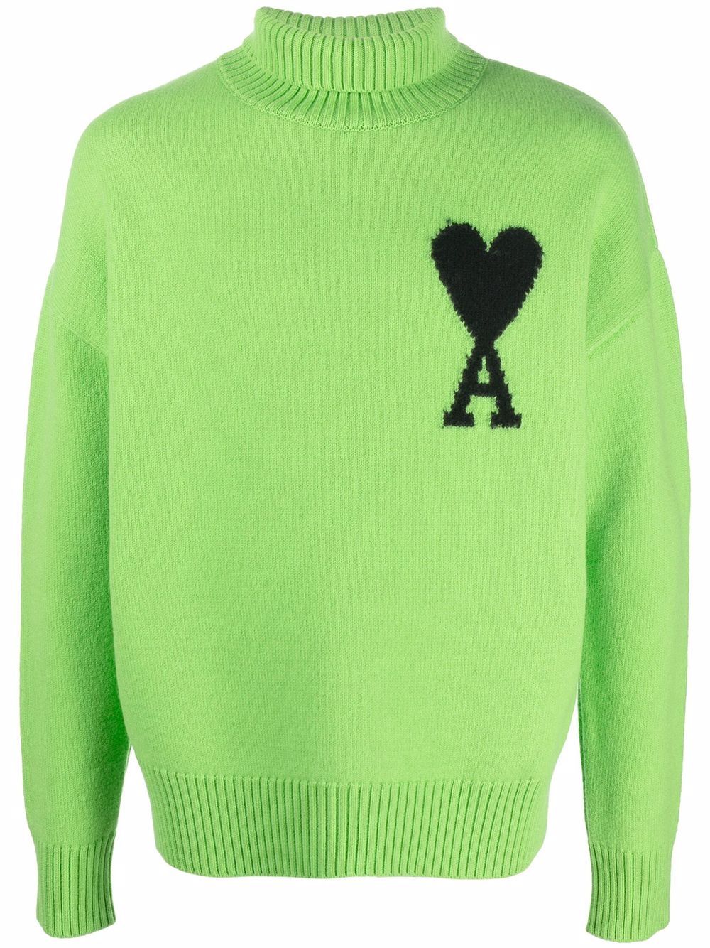 AMI PARIS EMBROIDERED ROLL NECK SWEATER