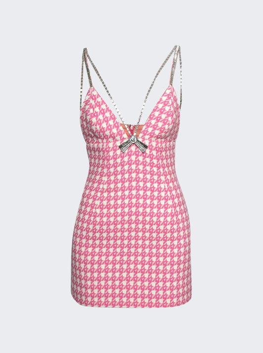 AREA DECO BOW MINI DRESS PINK