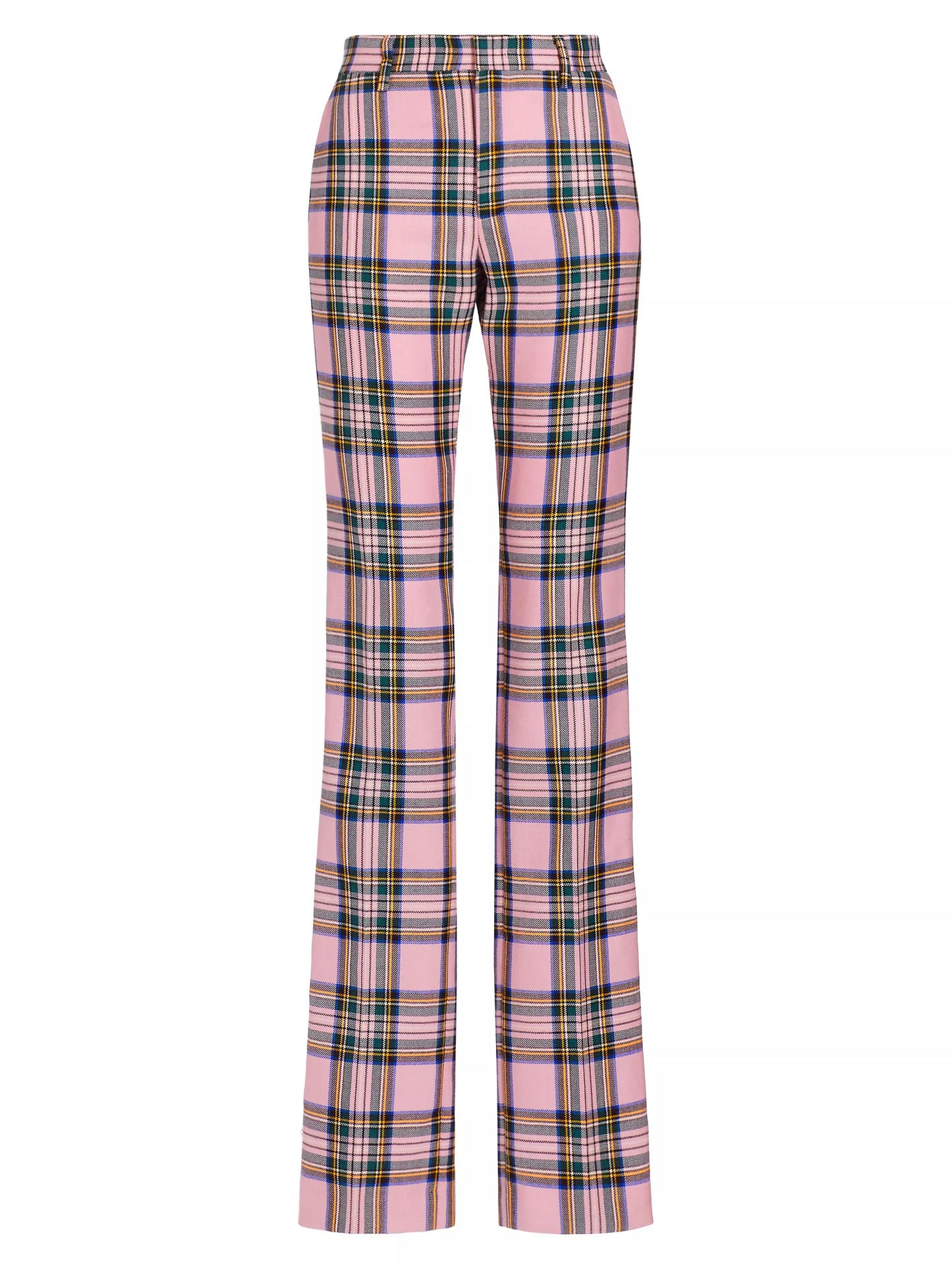 AREA PLAID WOOL BACK-SLIT STRAIGHT-LEG PANTS