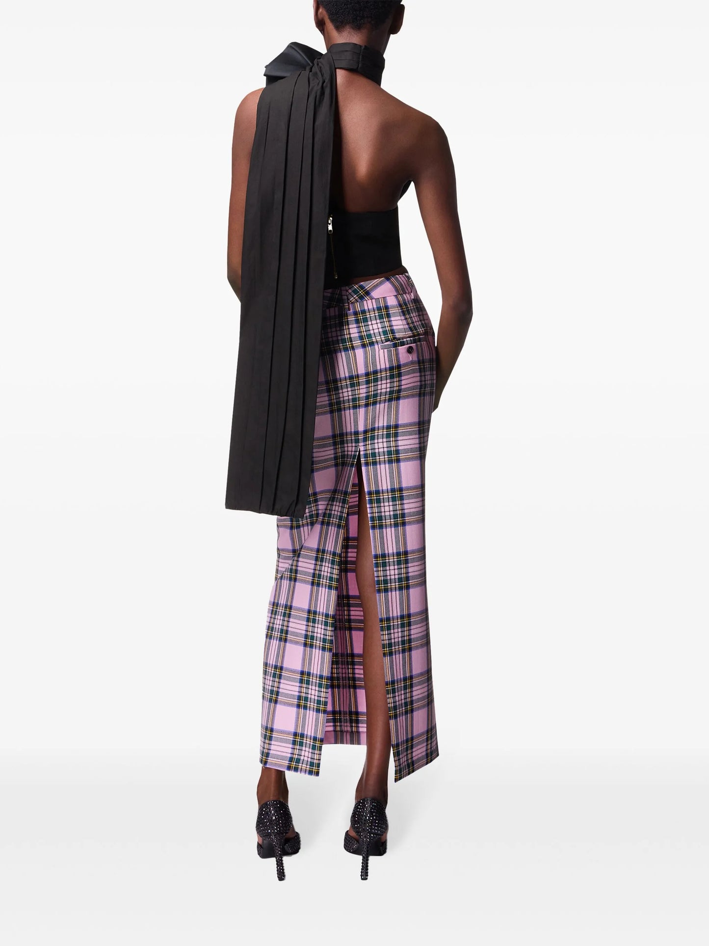 AREA PLAID WOOL LONG SKIRT