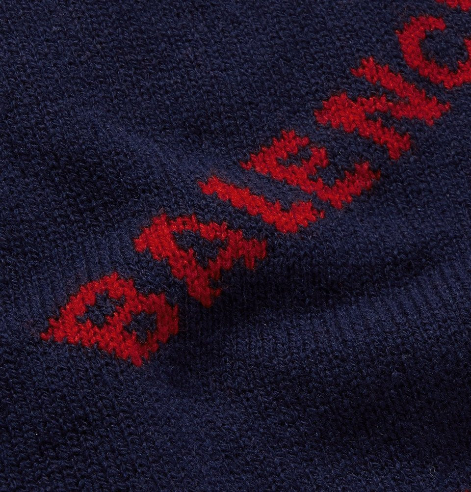 BALENCIAGA LOGO-INTARSIA WOOL SWEATER