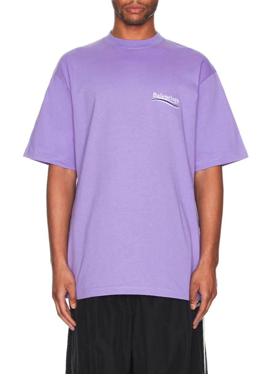 BALENCIAGA LIGHT PUPRLE TEE, AVAILABLE FOR RENT OR PURCHASE