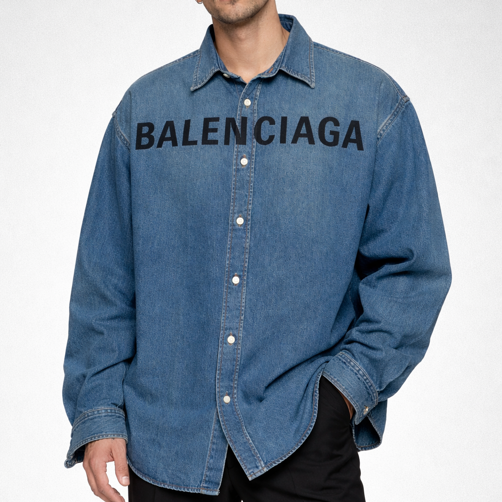 BALENCIAGA GRAPHIC PRINT DENIM SHIRT