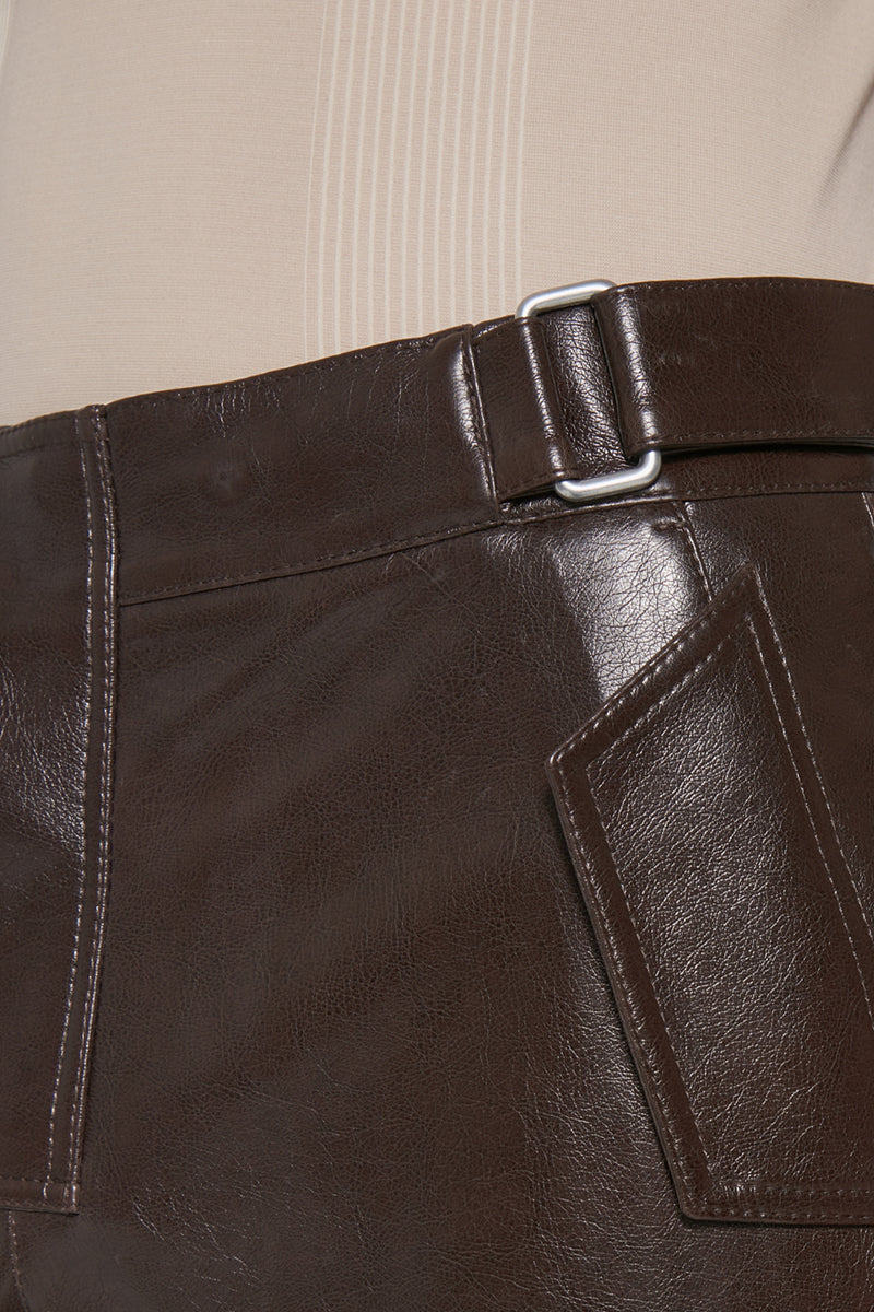 BROWN MISBHV CARGO FAUX-LEATHER TROUSERS