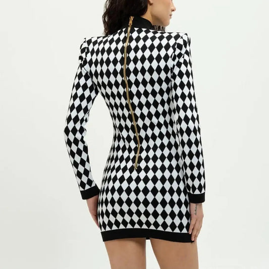 BALMAIN DIAMOND JACQUARD MINI DRESS