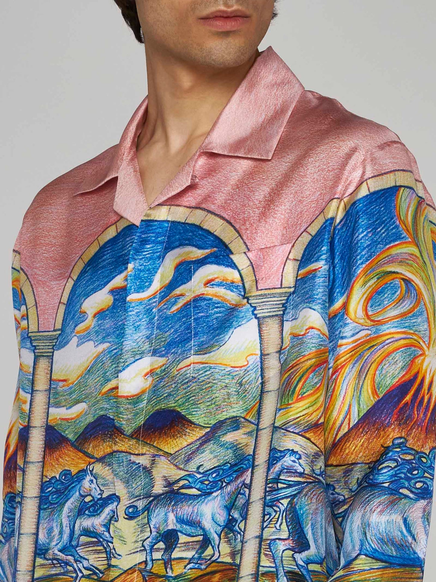 CASABLANCA Rainbow Monogram Silk Shirt for Men