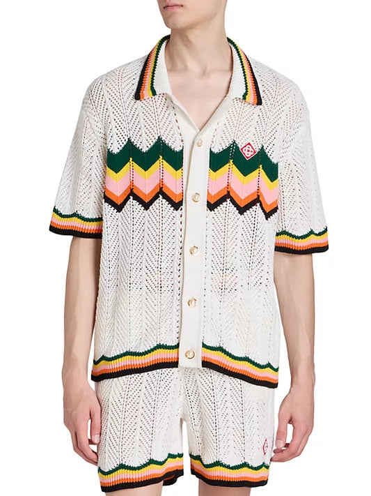 CASABLANCA CHEVRON LACE KNIT SHIRT