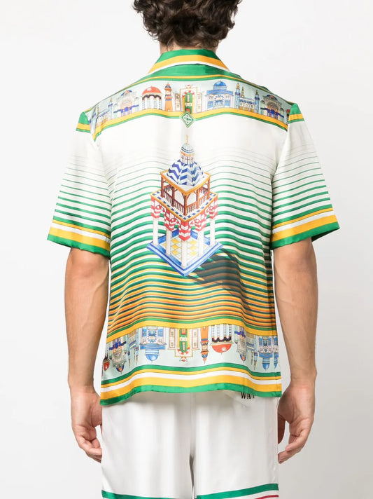 CASABLANCA GRAPHIC PRINT SILK SHIRT