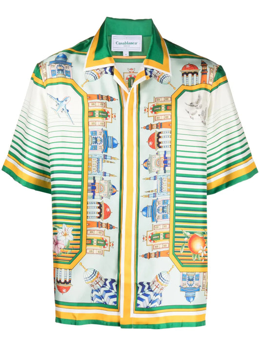 CASABLANCA GRAPHIC PRINT SILK SHIRT