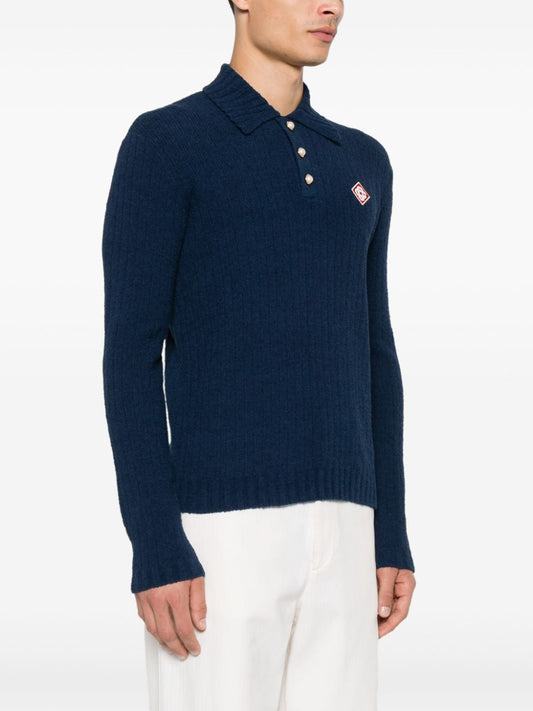 CASABLANCA LONG SLEEVE BOUCLE POLO