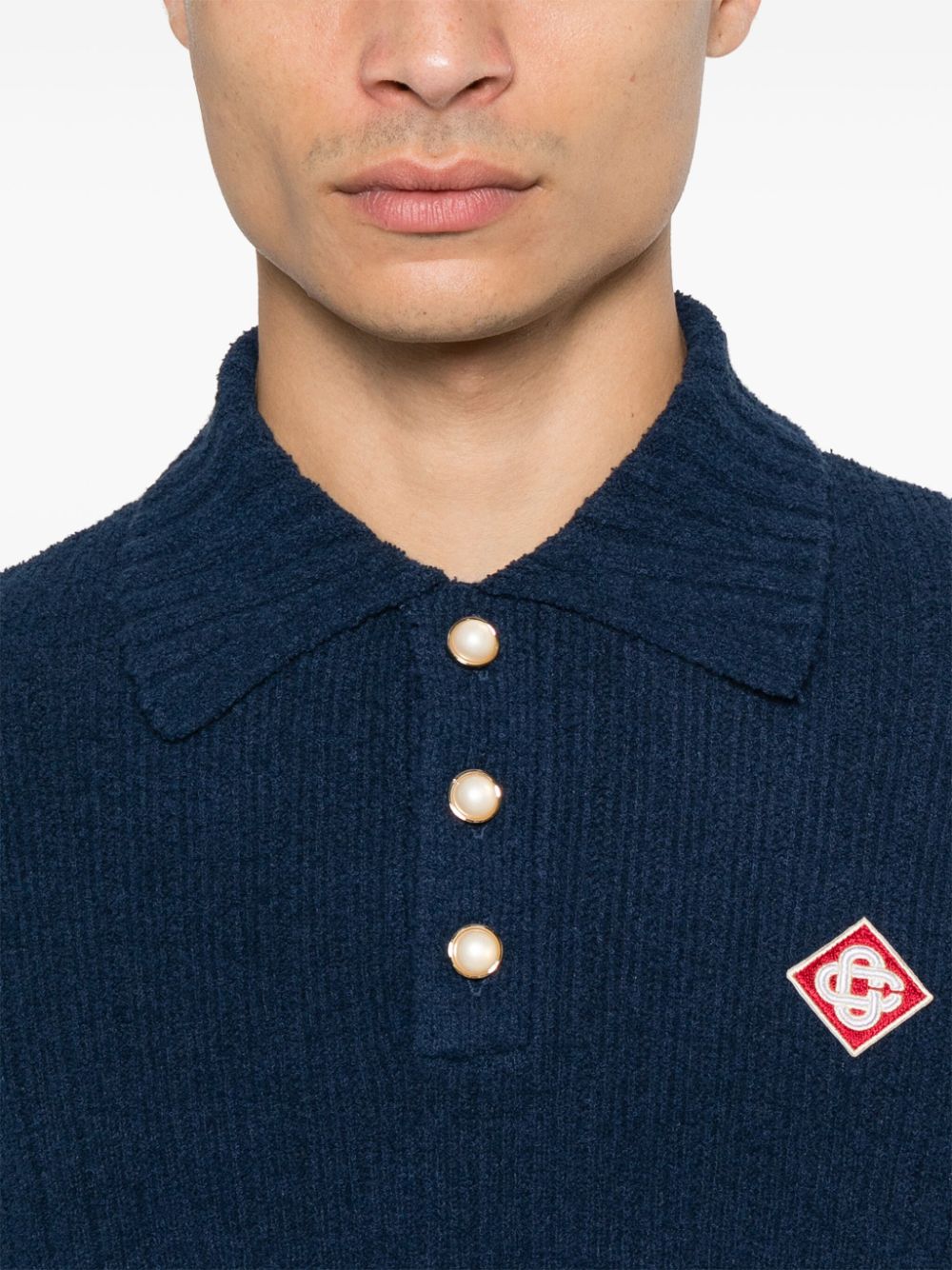 CASABLANCA LONG SLEEVE BOUCLE POLO