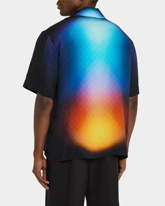 CASABLANCA GRADIENT MONOGRAM SILK CAMP SHIRT