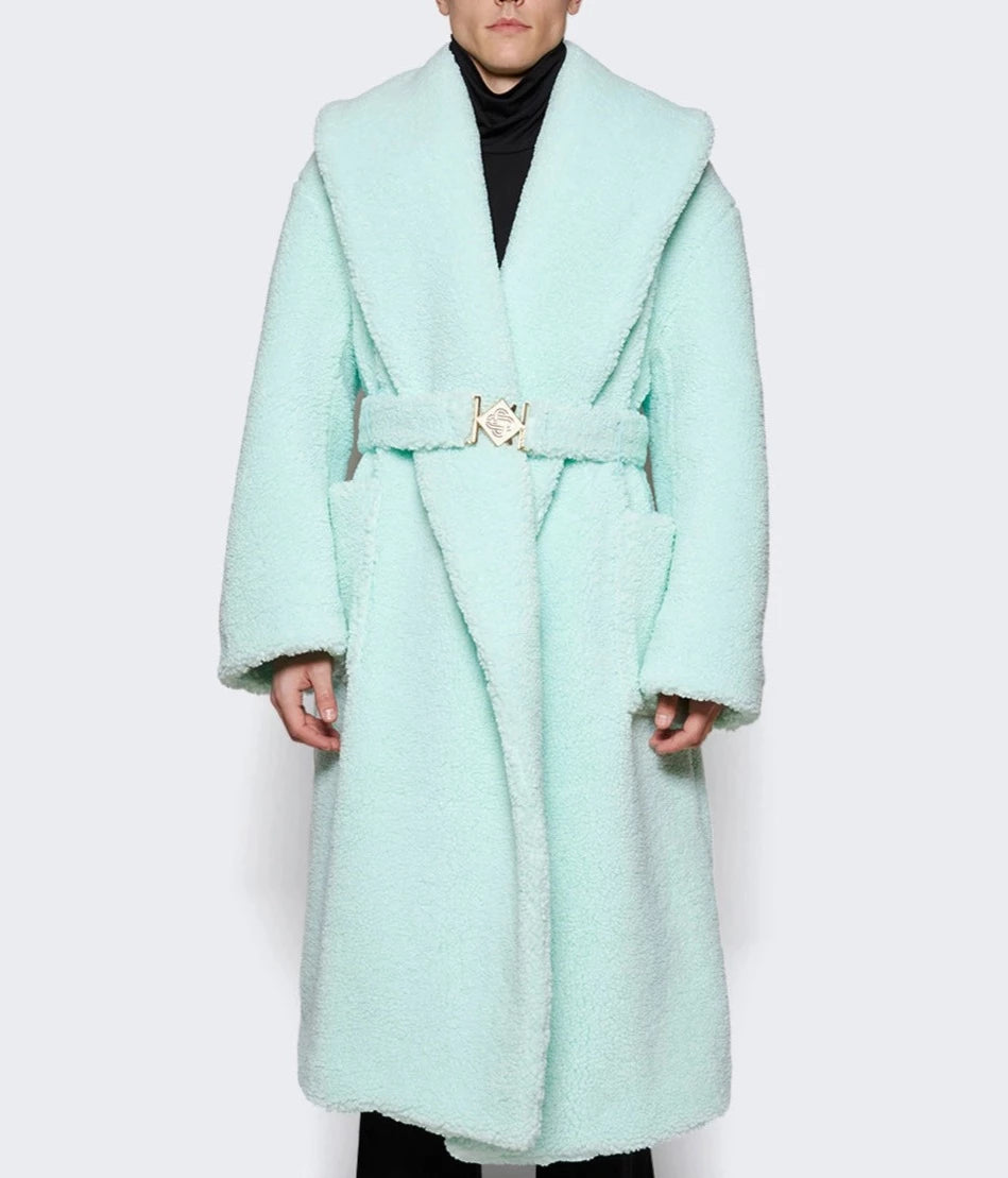 CASABLANCA RECYCLED POLYESTER SHEARLING ROBE COAT