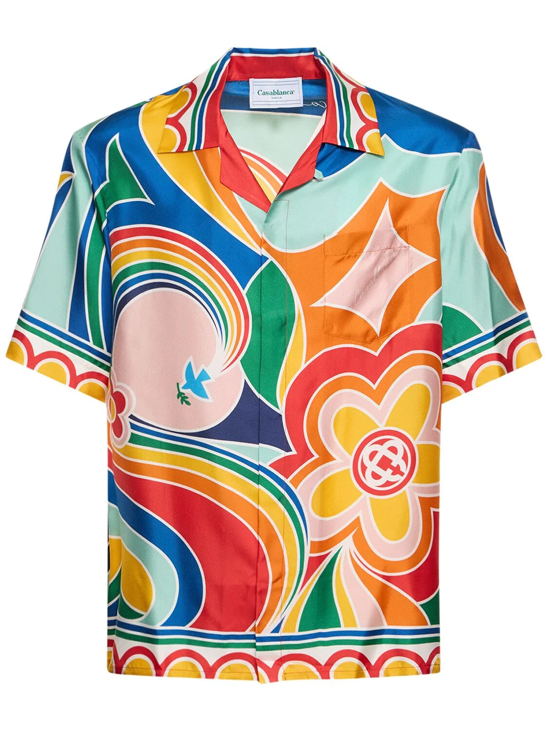 CASABLANCA FLEURES SILK SHORT SLEEVE SHIRT