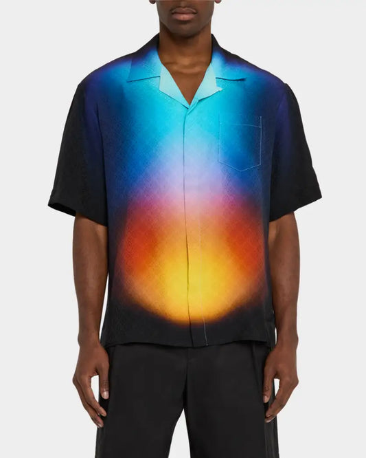 CASABLANCA GRADIENT MONOGRAM SILK CAMP SHIRT