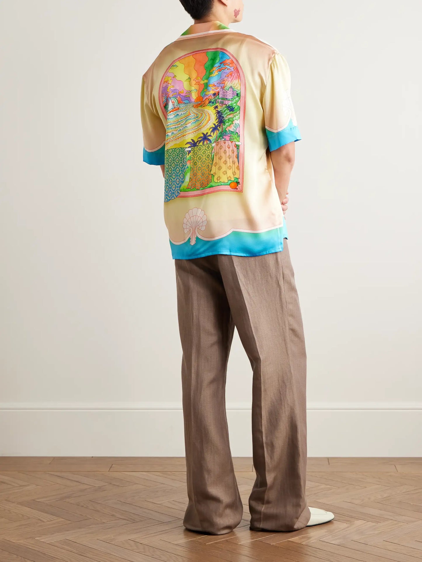 CASABLANCA LUCID DREAMS CONVERTIBLE COLLAR SILK SHIRT