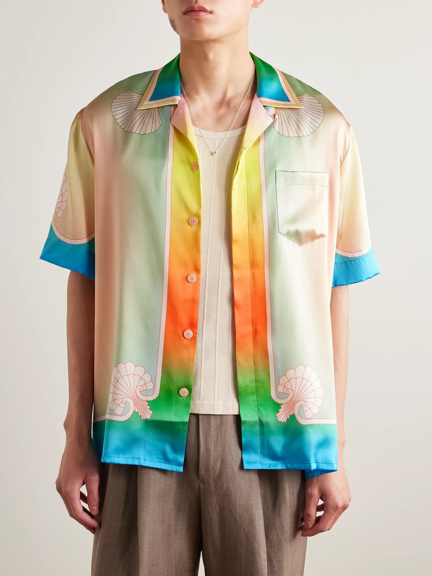 CASABLANCA LUCID DREAMS CONVERTIBLE COLLAR SILK SHIRT