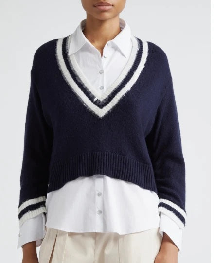 CINQ A SEP SANTINA SEQUIN LAYERED SWEATER