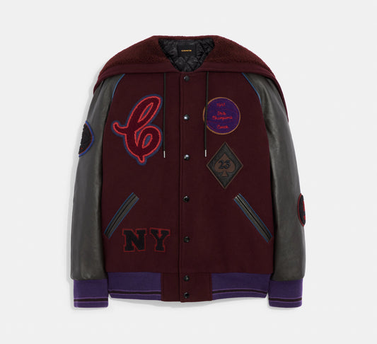 COACH RESERVE HOODED VARSITY JACKET