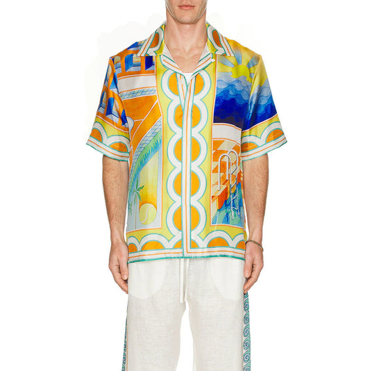 CASABLANCA SHORT SLEEVE SILK SHIRT