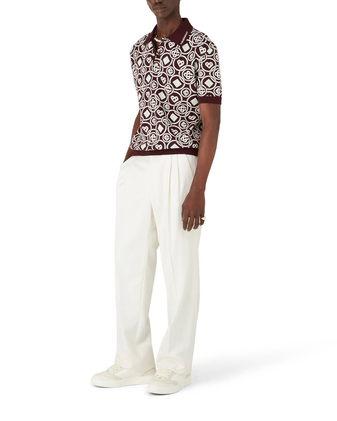 CASABLANCA AUBERGINE MONOGRAM POLO