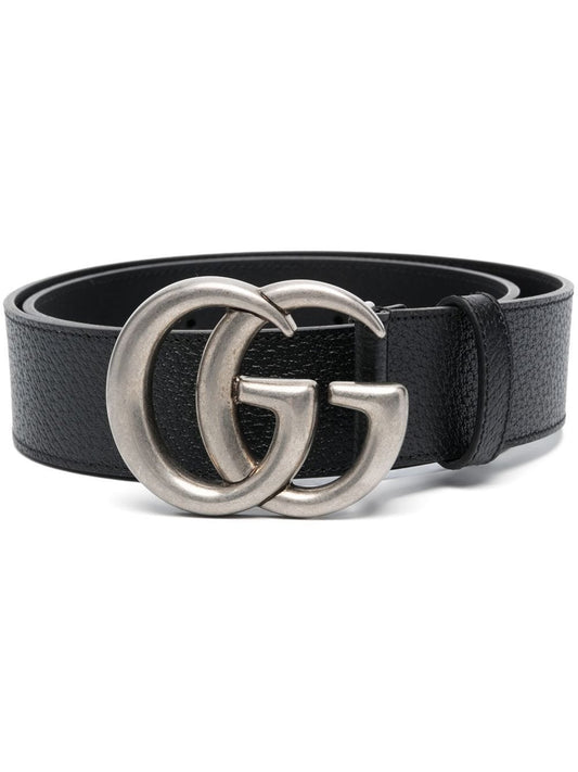 GUCCI GG MARMONT LEATHER BELT WITH SILVER BUCKLE