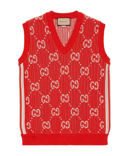 GUCCI MONOGRAM KNITTED V-NECK SWEATER VEST