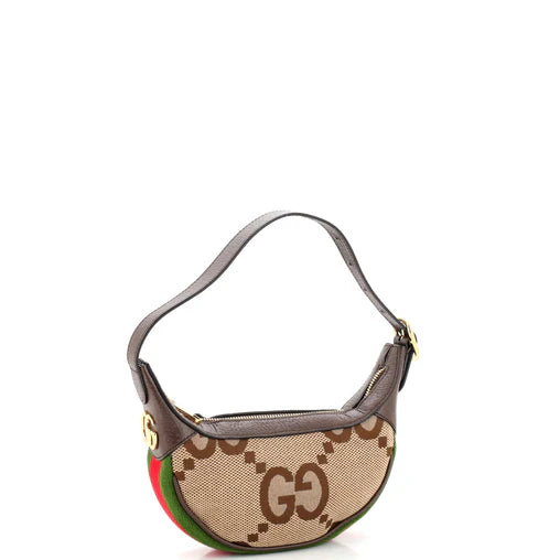 GUCCI OPHIDIA HALF MOON BAG JUMBO GG CANVAS MINI