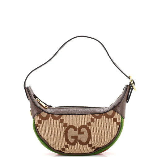 GUCCI OPHIDIA HALF MOON BAG JUMBO GG CANVAS MINI